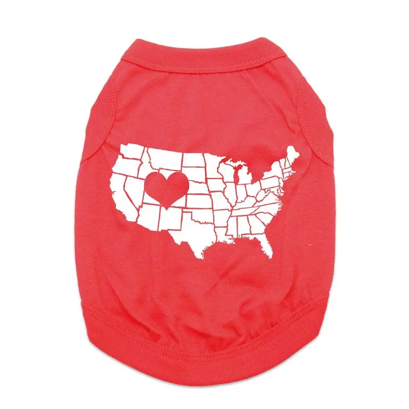 United States Heart Dog Shirt - Red X-Small