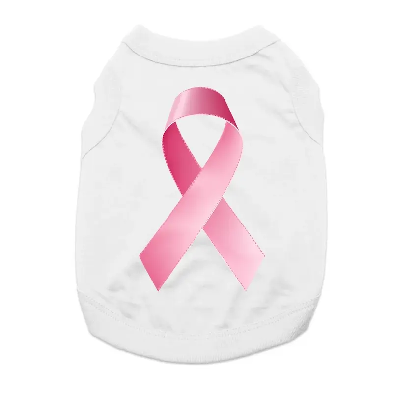 Breast Cancer Ribbon Dog Shirt - White X-Small