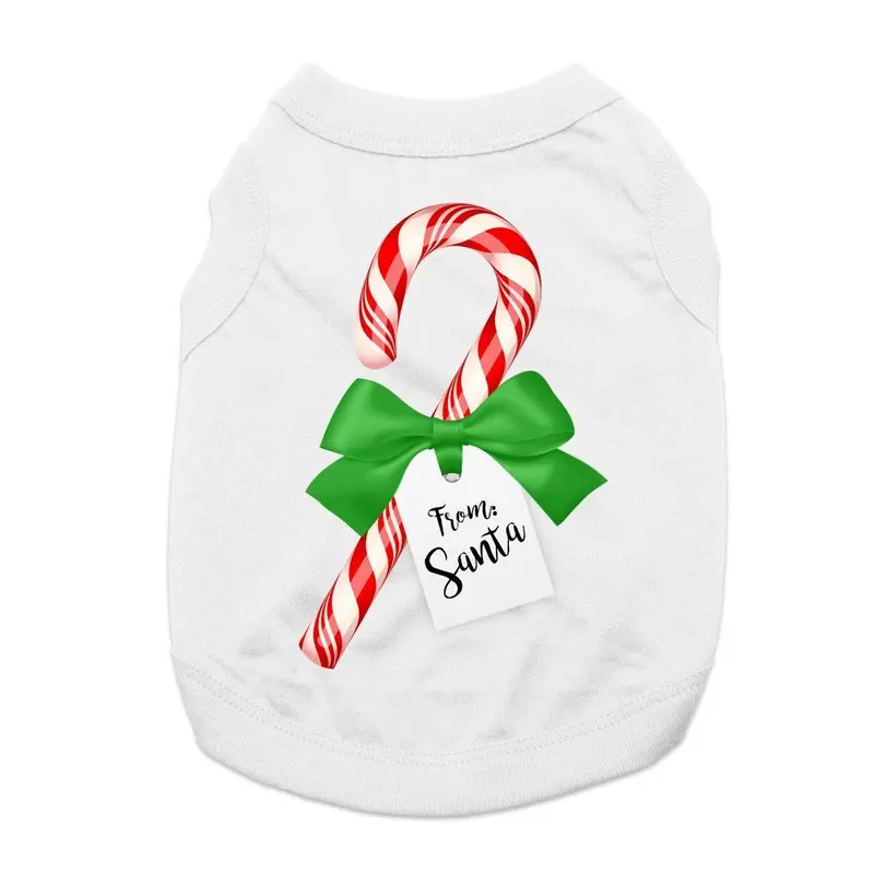 Candy Cane Gift Dog Shirt - White X-Small