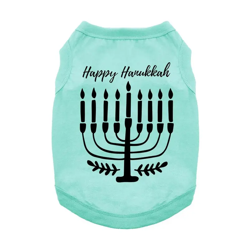 Happy Hanukkah Dog Shirt - Aqua X-Small