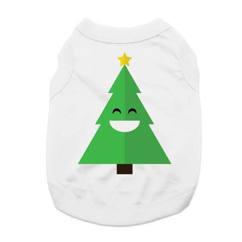Happy Holiday Tree Dog Shirt - White X-Small