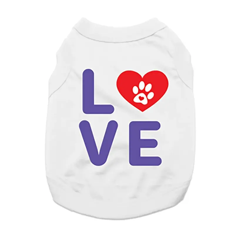 Love Dog Shirt with Paw Heart - White X-Small