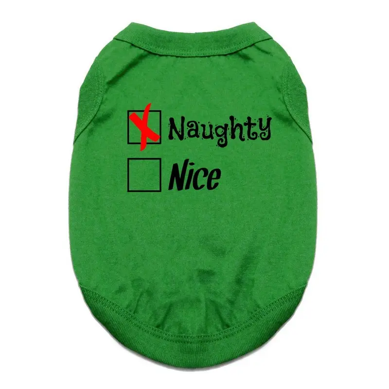 Naughty or Nice Dog Shirt - Naughty Green X-Small