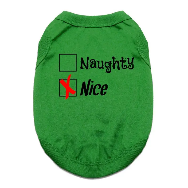 Naughty or Nice Dog Shirt - Nice Green X-Small