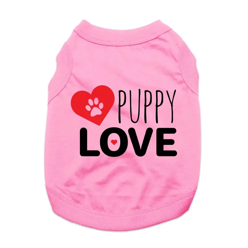 Puppy Love Dog Shirt with Paw Heart - Pink X-Small