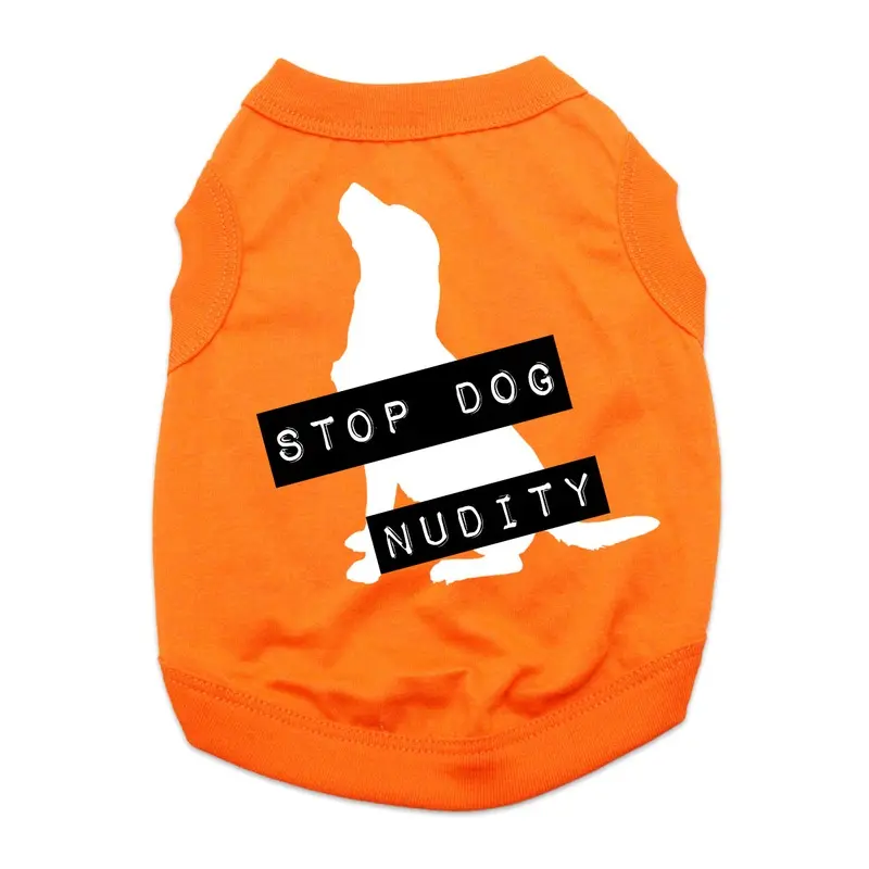 Stop Dog Nudity Dog Shirt - Orange X-Small