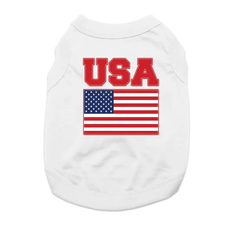 USA Flag Dog Shirt - White X-Small