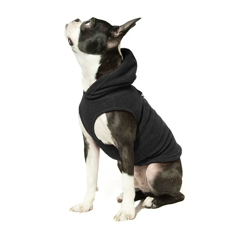 Fleece Vest Hoodie Dog Harness by Gooby - Black X-Small
