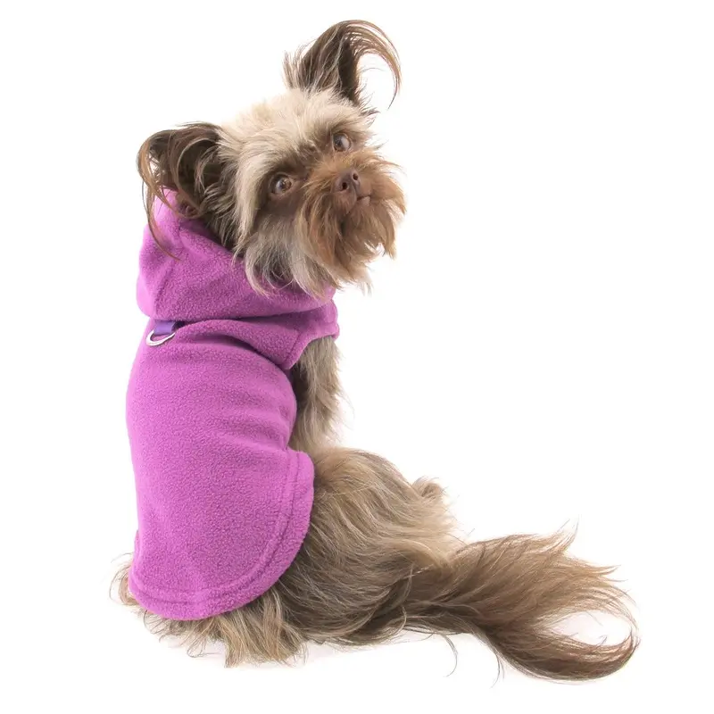 Fleece Vest Hoodie Dog Harness by Gooby - Purple X-Small
