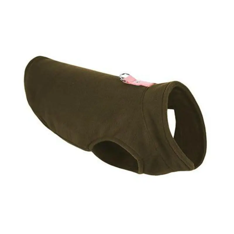 Gooby Fleece Dog Vest - Brown with Pink X-Small