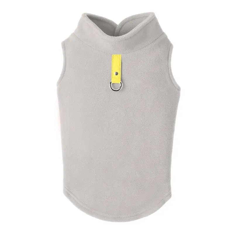 Gooby Fleece Dog Vest - Gray with Yellow Tag X-Small - Out of Stock!