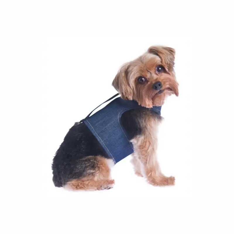 RuffLuv NYC Power Reversible Dog Harness - Denim & Suede Small