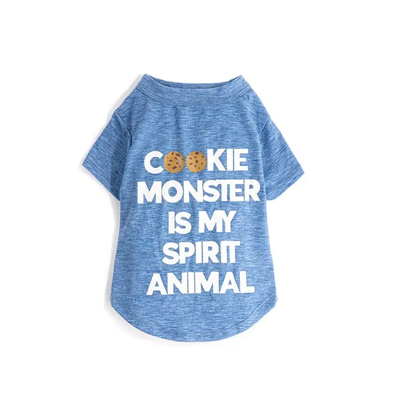 fabdog Cookie Monster is My Spirit Animal Dog Shirt - Heather Blue Size 8