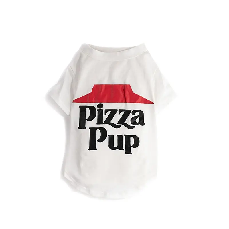 fabdog Pizza Pup Dog Shirt - White Size 8
