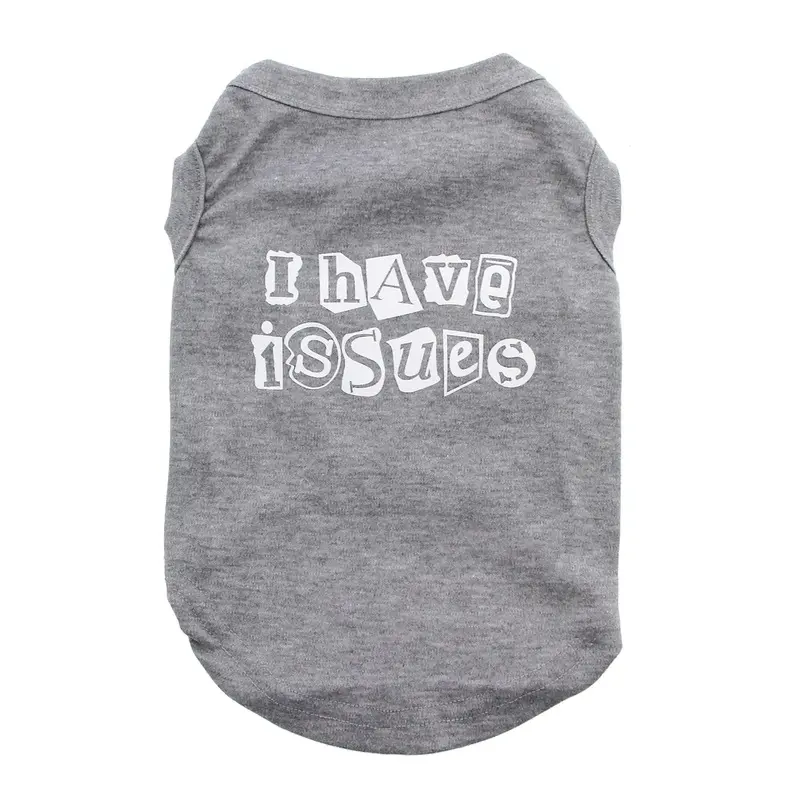 I Have Issues Screen Print Dog Tank Top - Gray Small