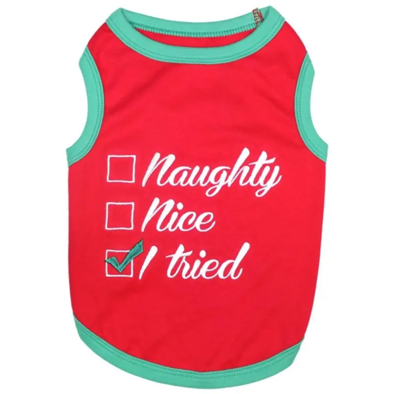 Naughty or Nice Dog Tank by Parisian Pet - Red XX-Small