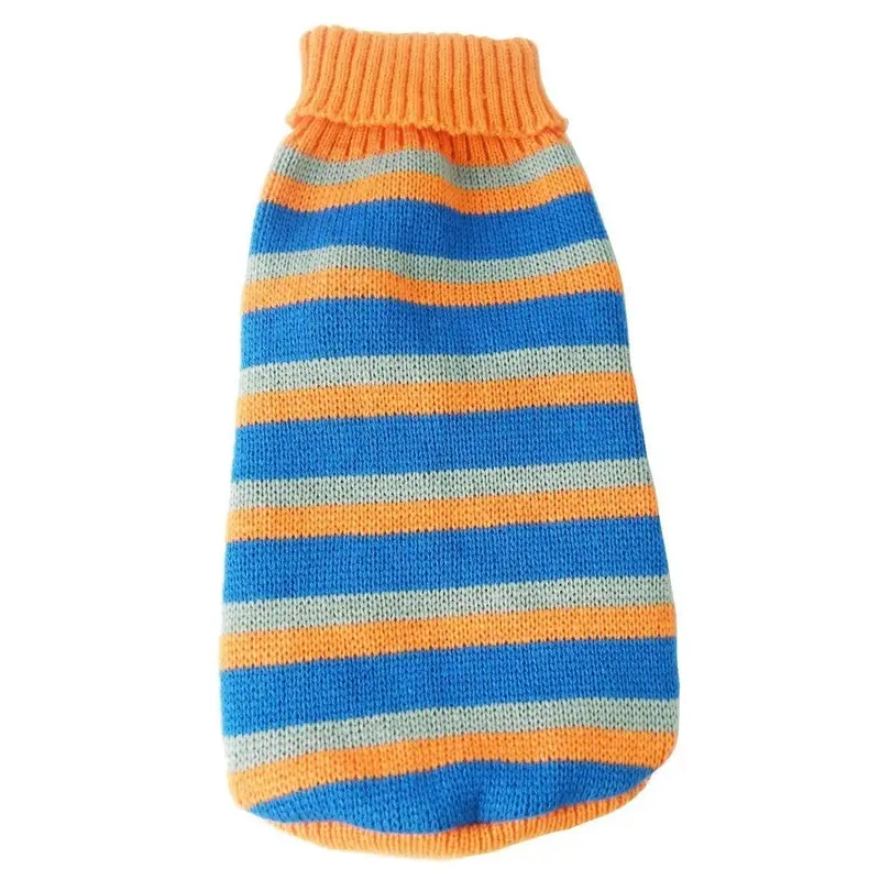 Pet Life Heavy Cable Knitted Striped Polo Dog Sweater Medium
