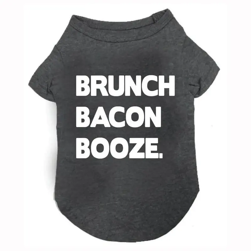 fabdog Brunch, Bacon, and Booze Dog Shirt - Charcoal Gray Size 8