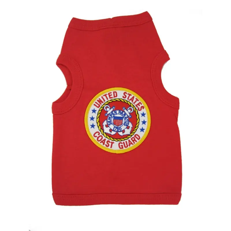 Woof Ink U.S. Coast Guard Crest Dog Tank Top - Red X-Large