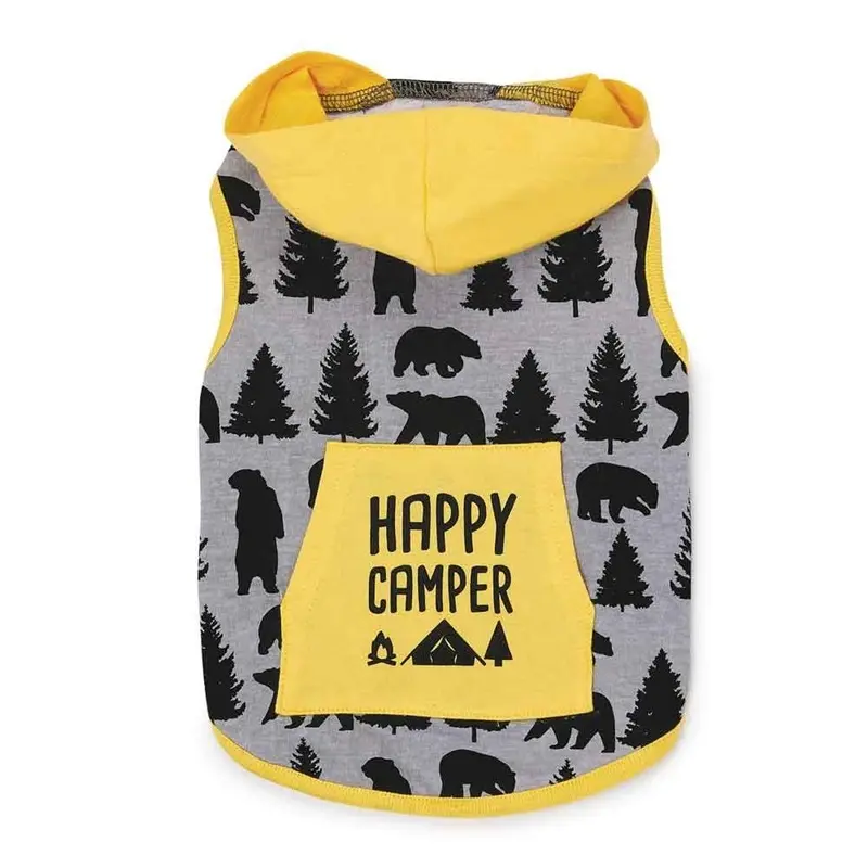 Zack & Zoey Happy Camper Dog Hoodie - Yellow Large