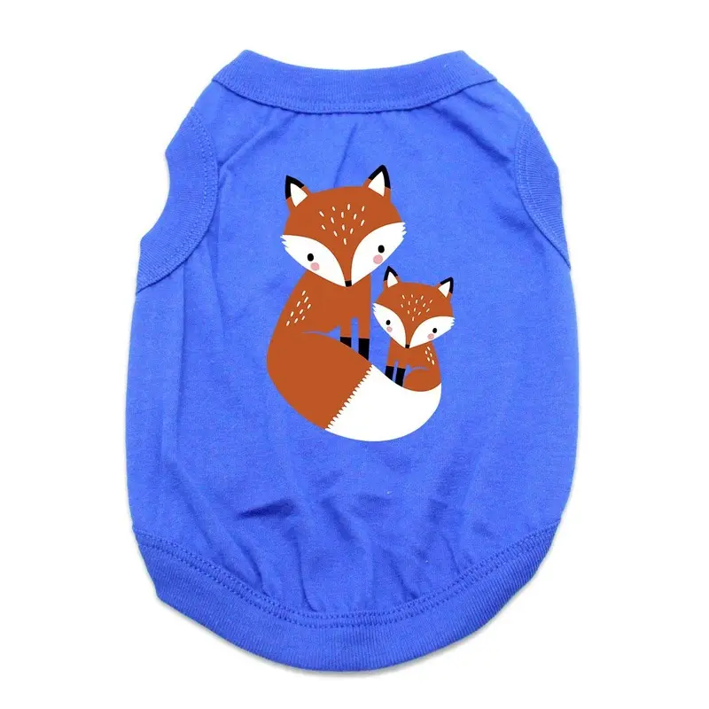 Cuddling Foxes Dog Shirt - Blue X-Small