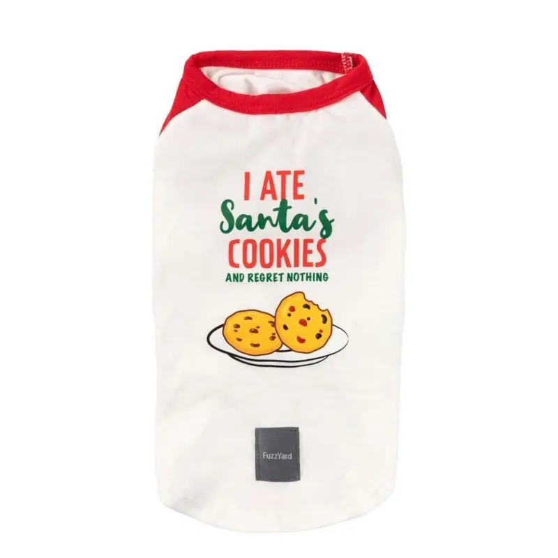 FuzzYard Holiday Dog T-Shirt - I Ate Santa's Cookies Size 1