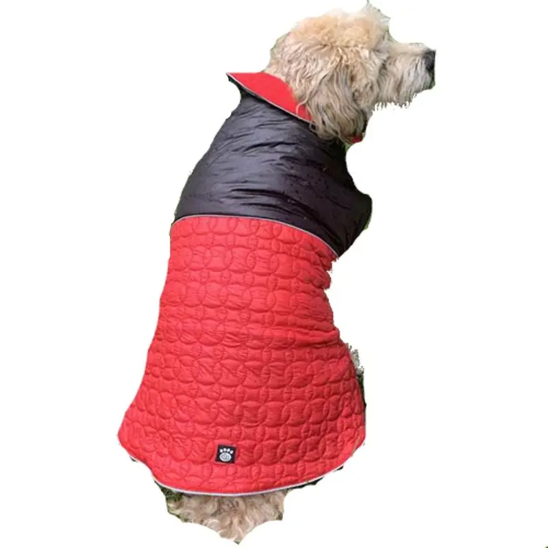 Petrageous Jackson Reversible Puffer Dog Coat - Black/Red X-Small