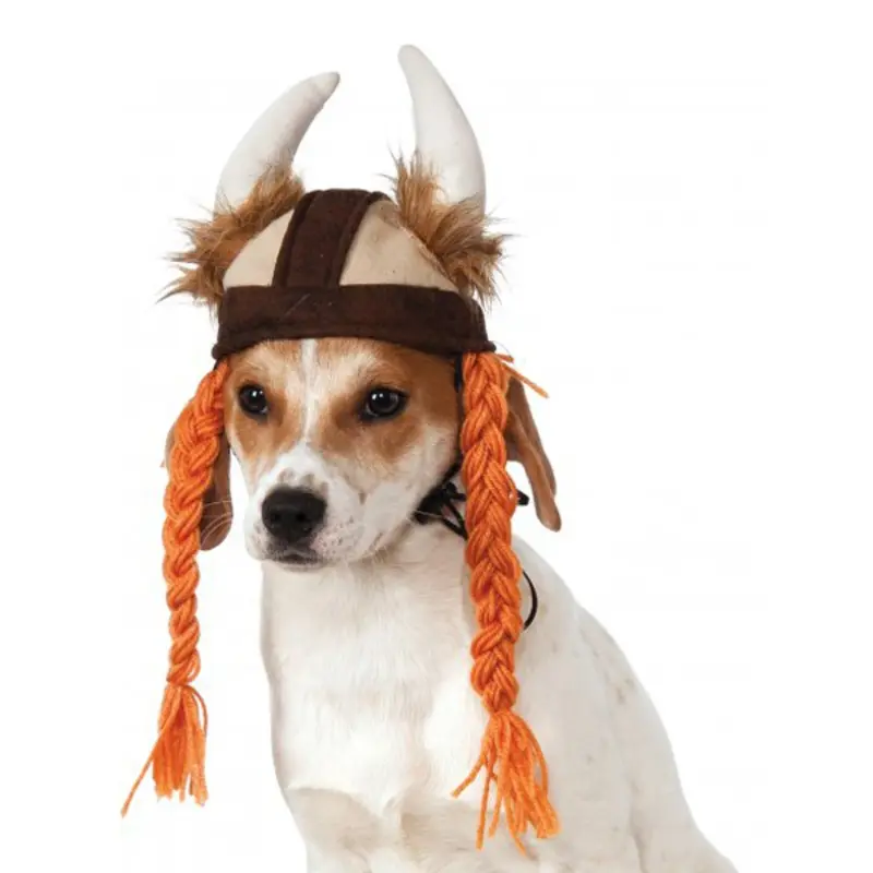 Viking Hat with Braids Dog Costume Small/Medium