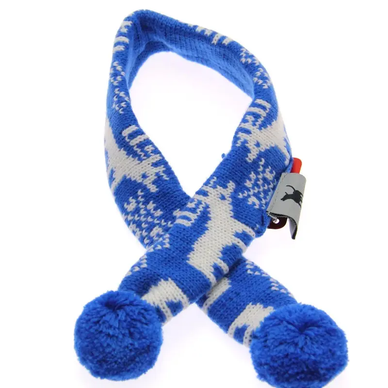 Worthy Dog Holiday Ski Dog Scarf - Reindeer Blue X-Small