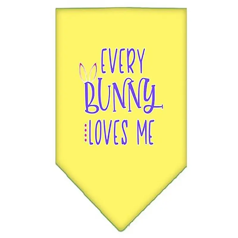 Every Bunny Loves Me Screen Print Dog Bandana - Yellow Small - Out of Stock!