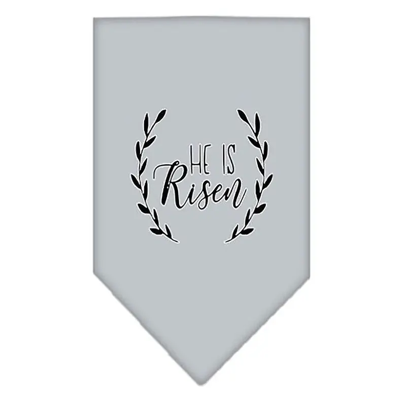 He Is Risen Screen Print Dog Bandana - Gray Small