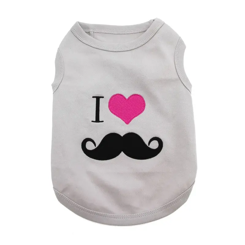 I Heart Mustache Dog Tank - Gray XX-Small