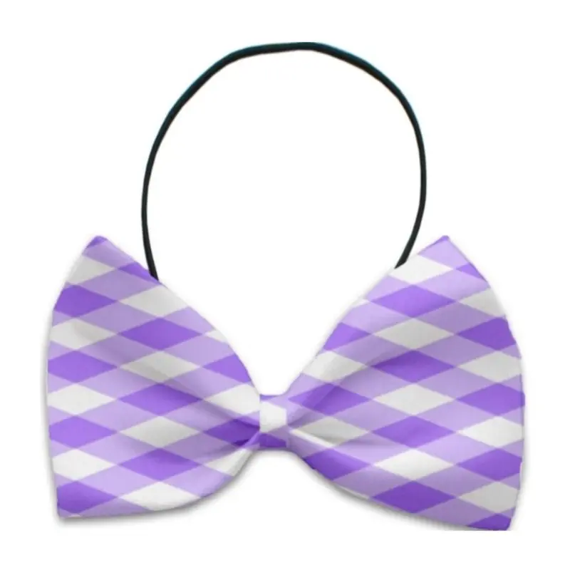 Plaid Dog Bow Tie - Purple