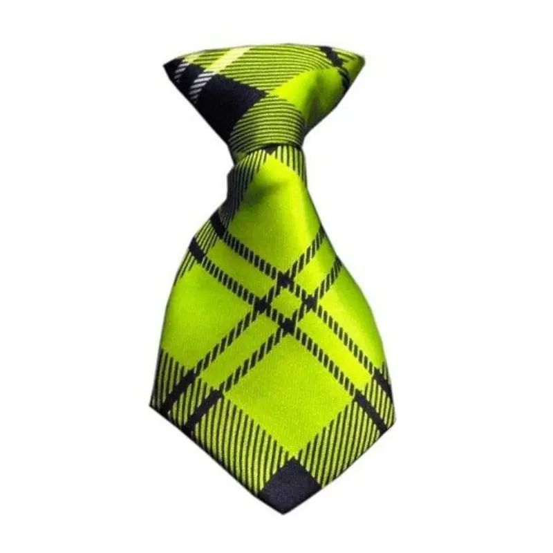Plaid Dog Neck Tie - Lime Green