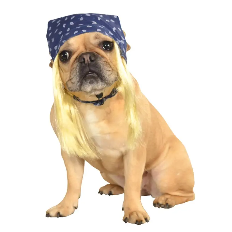 Blue Bandana with Hair Dog Costume Small/Medium