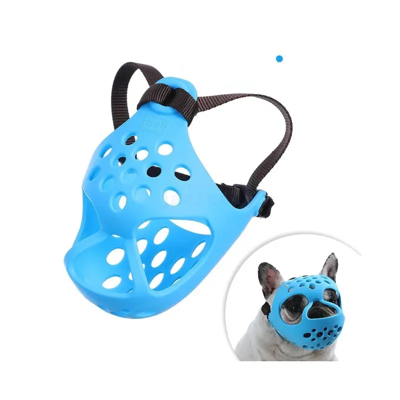 Blue (S, ) Dog Short Snout Biting Chewing French Bulldog Face Mesh Pet Dog Muzzle S-Xl Hot