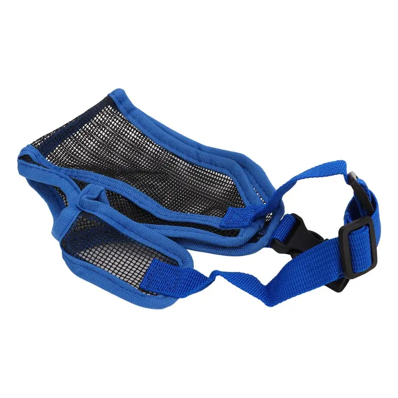 Blue Short Snout Dog Muzzle Adjustable Breathable Prevent Biting Chewing Dog Mesh Muzzle For Bulldog Shar Pei Chihuahua Small