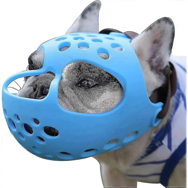 Furtalk Blue (S, ) Dog Muzzle For Short Snout Dogs, Soft Silicone Muzzle For Biting Chewing, Ideal For Flat-Faced Aggressive Dogs