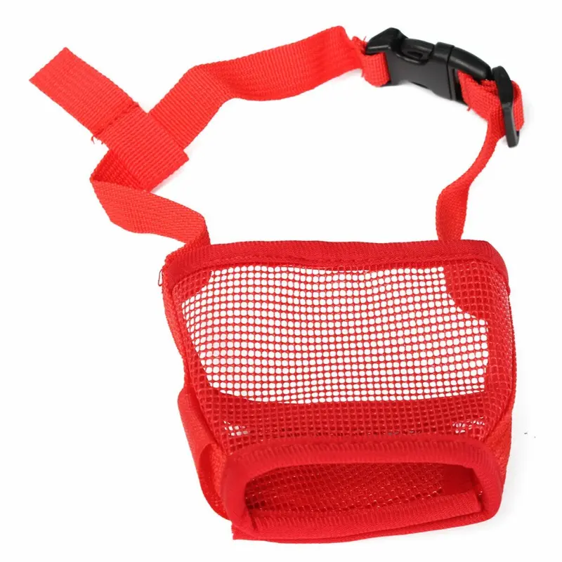Gzuk Red (, S) Fashion Adjustable Nylon Dog Muzzle Pet Puppy Mesh Mouth Mask Anti Biting Barking S Large